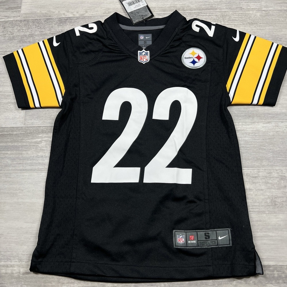 Nike Najee Harris #22 Pittsburgh Steelers Kids Small On Field Black Jersey NWT